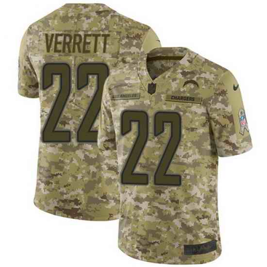 Nike Chargers #22 Jason Verrett Camo Mens Stitched NFL Limited 2018 Salute To Service Jersey